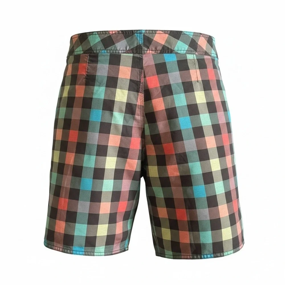 Quiksilver Board Shorts‎ Mens Size 36 Plaid Swim Trunks Multicolor Surf Beach